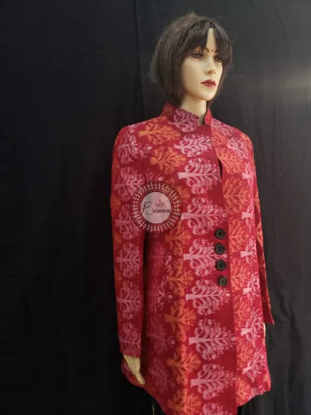 Red Trees Sambalpuri Bandha Women’s Blazer