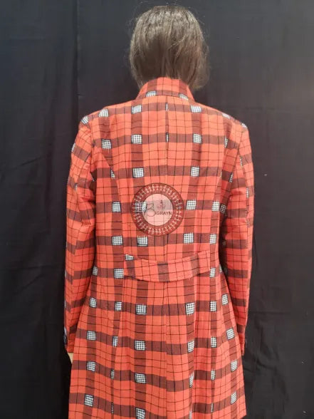 Orange Black Big Checks Women’s Blazer