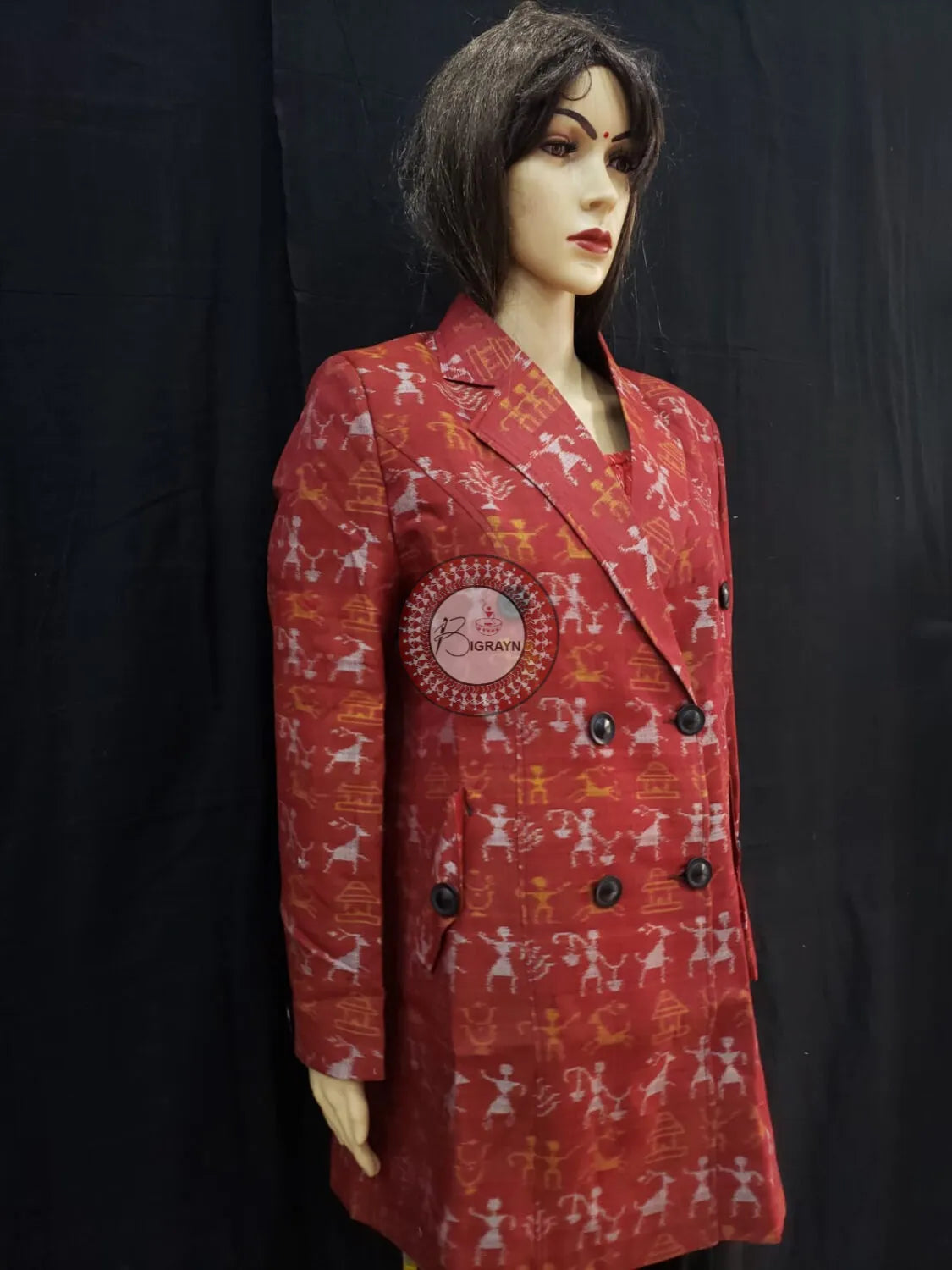 Maroon Tribal Family Bandha Women’s Blazer