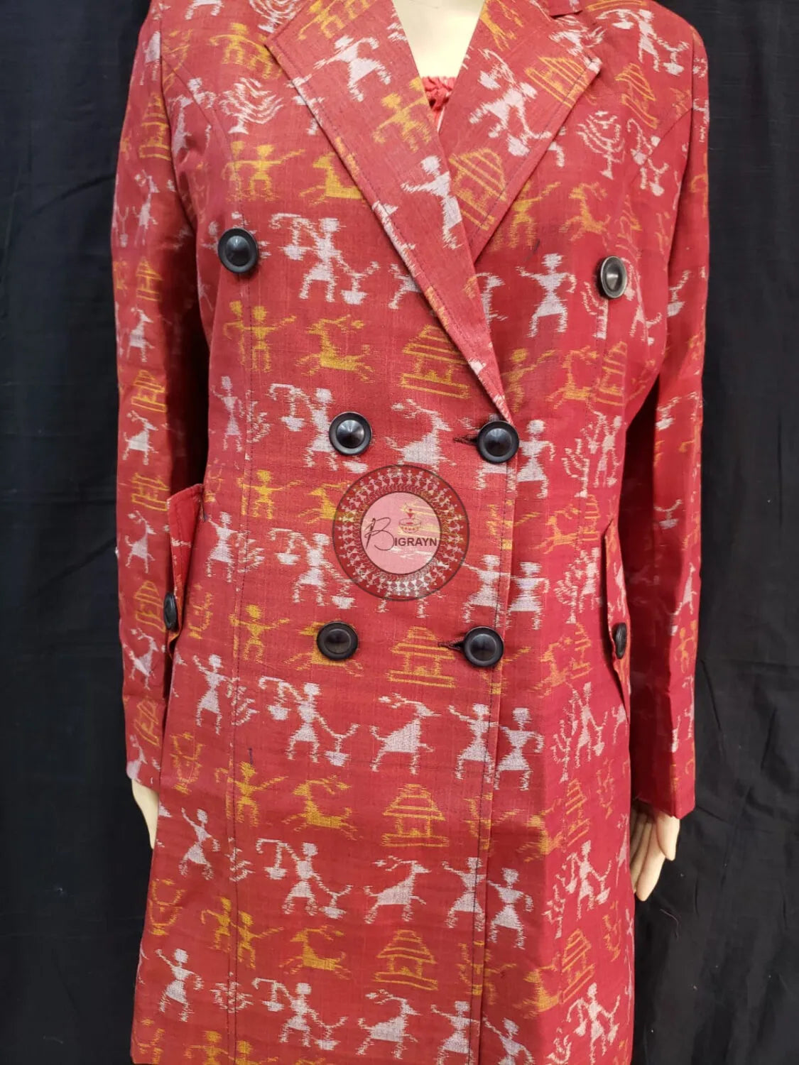 Maroon Tribal Family Bandha Women’s Blazer