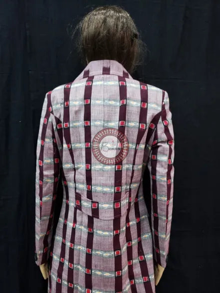 Grey Maroon Lines Pasapali Women’s Blazer