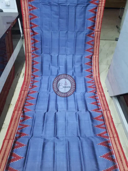 Grey Maroon Buti Kumbha Khandua Silk Saree