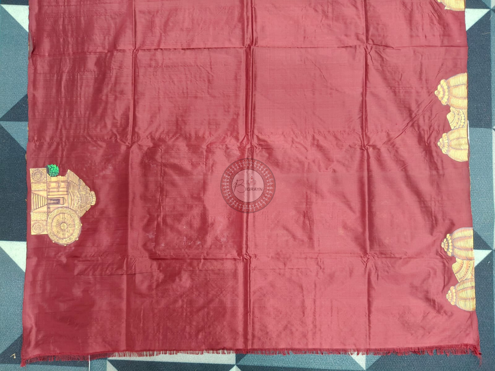 Maroon Odisha Theme Pattachitra Silk Saree