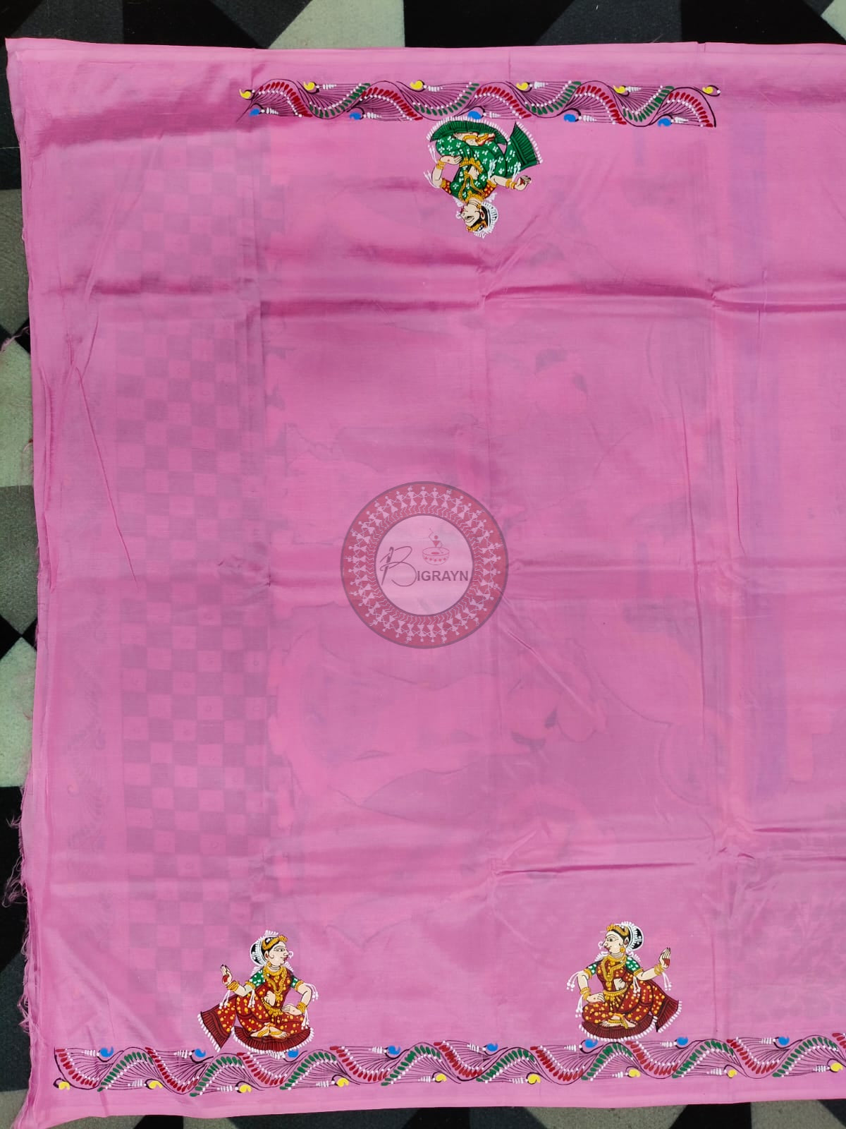 Pink Labani Chori Theme Pattachitra Khadi Silk Saree