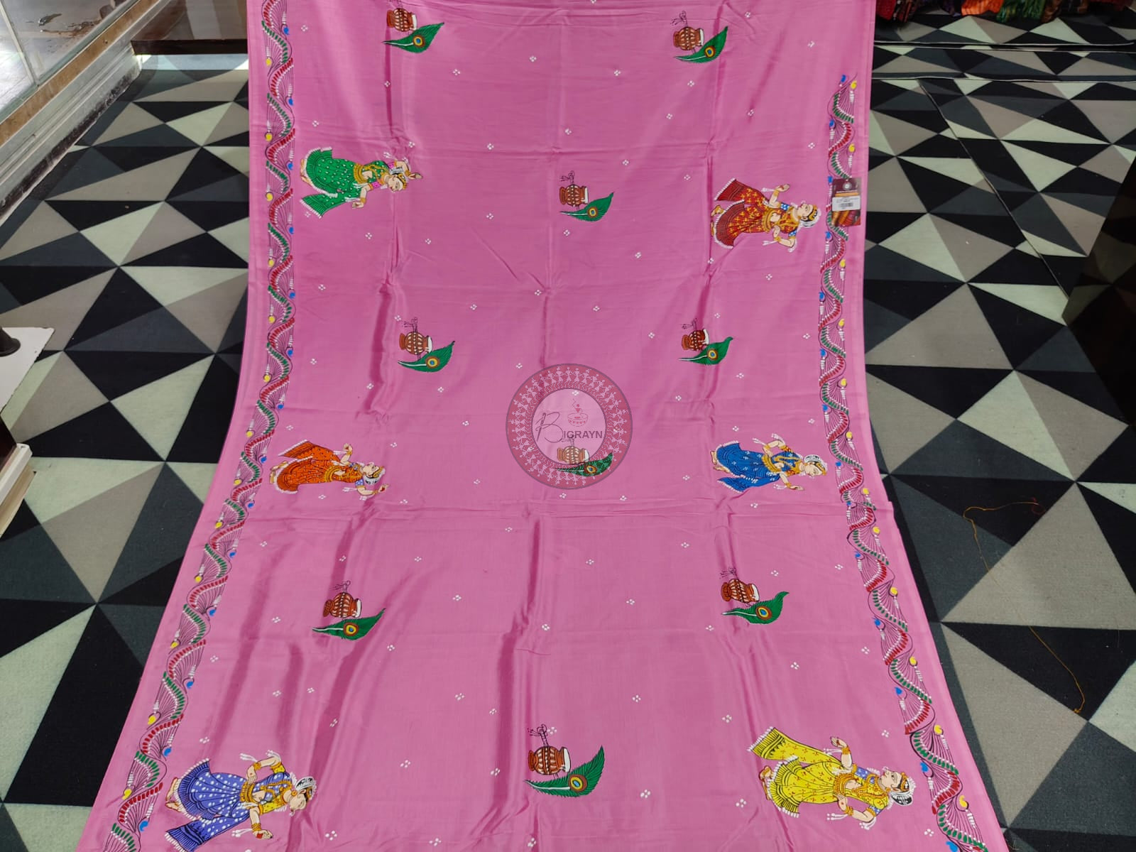 Pink Labani Chori Theme Pattachitra Khadi Silk Saree