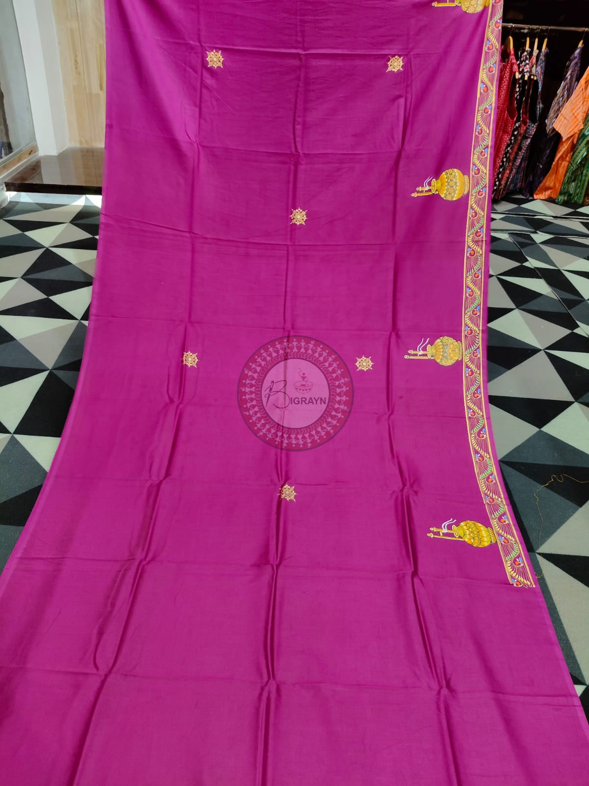 Purple Labani Chori Theme Pattachitra Khadi Silk Saree