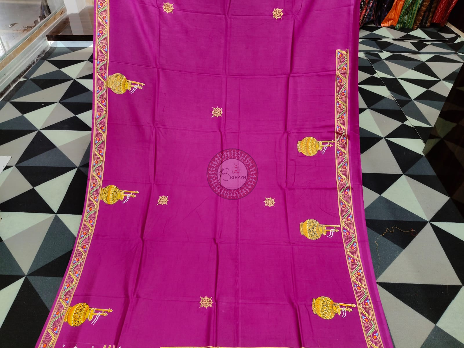 Purple Labani Chori Theme Pattachitra Khadi Silk Saree