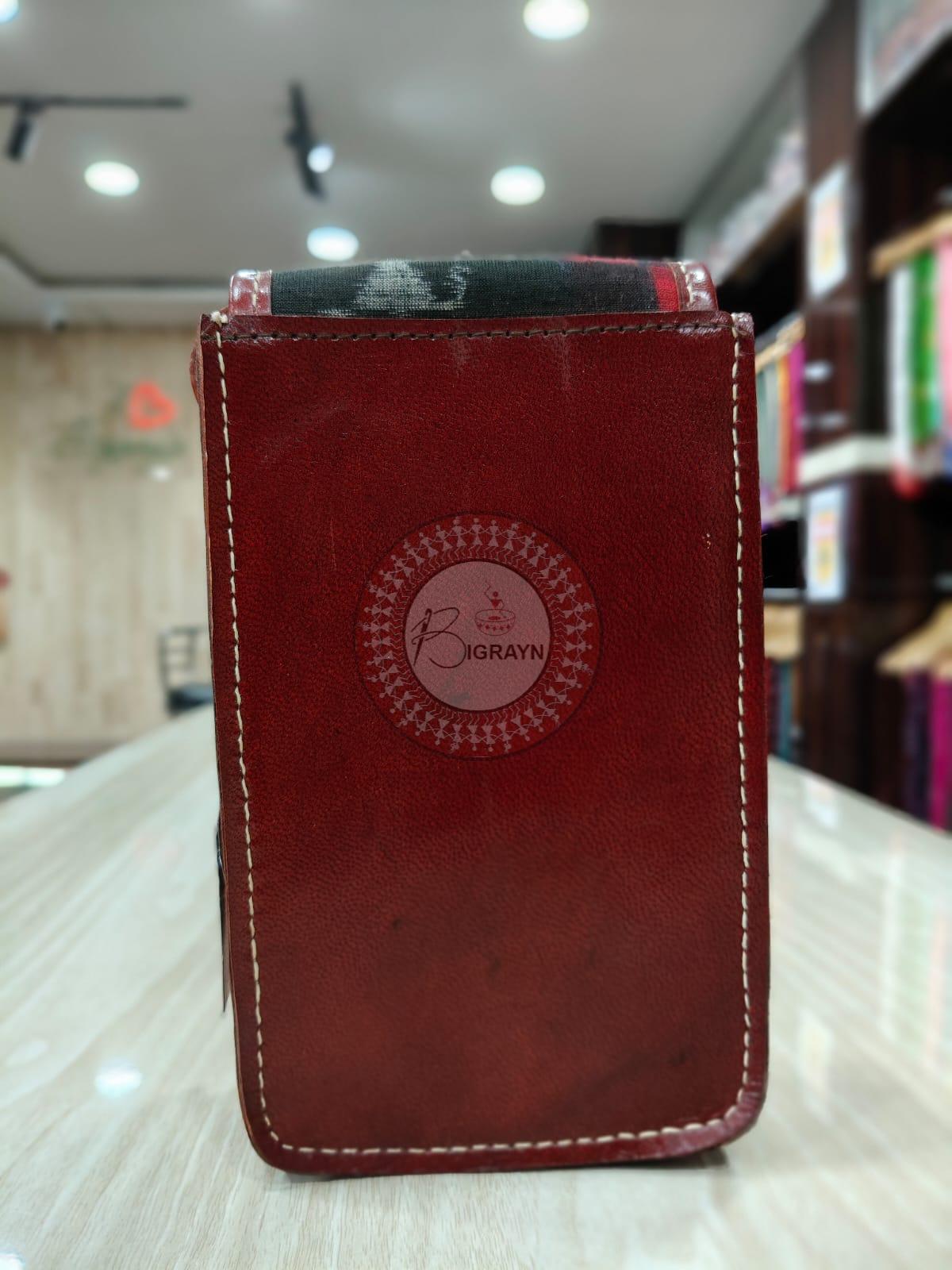 Red Black Pasapali And Tribal Leather Sling Bag