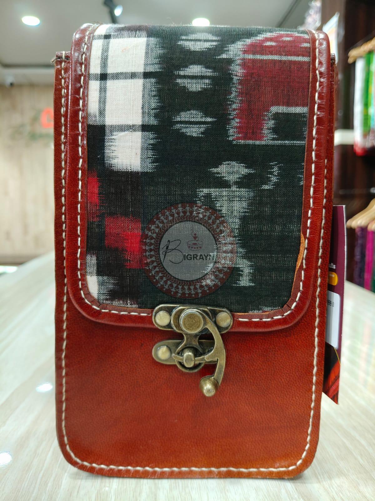 Red Black Pasapali And Tribal Leather Sling Bag