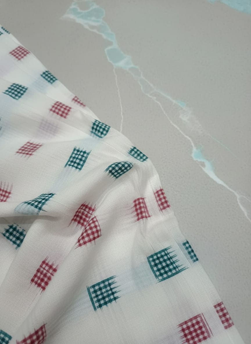 White Mini Pasapali Design Sambalpuri Fabrics