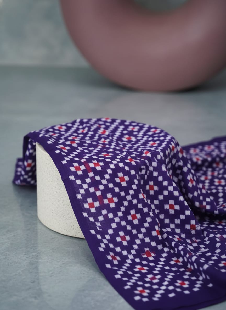 Purple Multi colour Pasapali Design Sambalpuri Fabrics