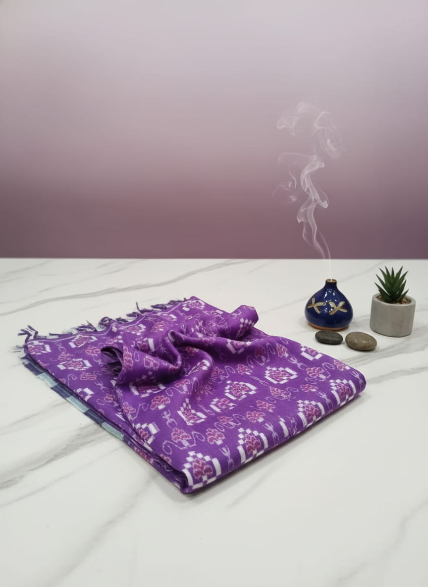 Purple Multi colour Tribal And Pasapali Design Sambalpuri Fabrics