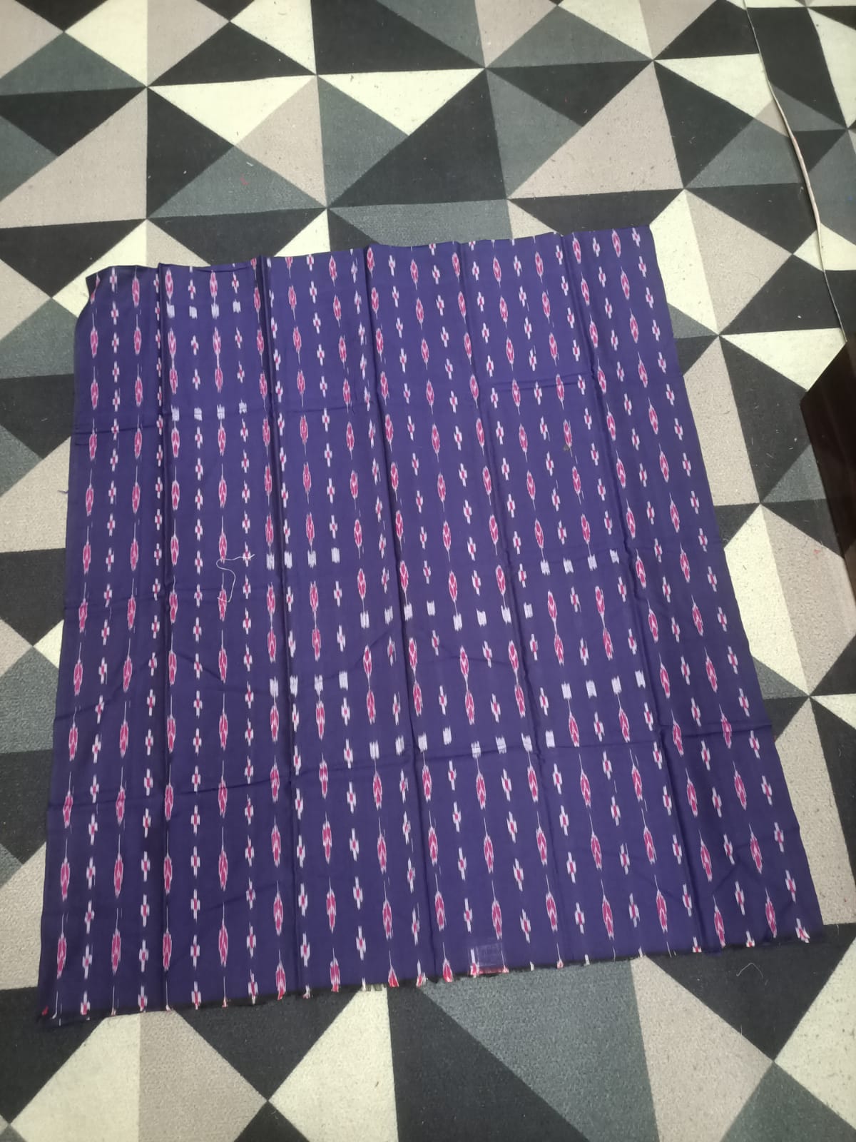 Blue Grey Handwoven Odisha Ikat Unstitched Dress Material Set (Top 2.5m, Bottom 2m, Dupatta 2.5m)