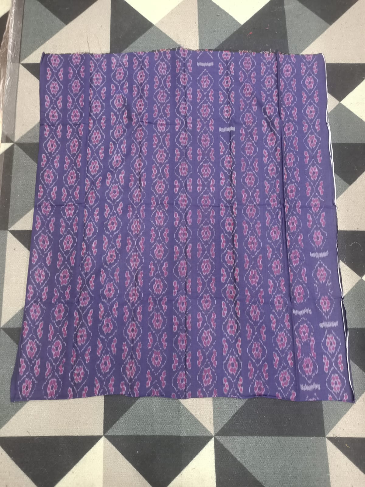 Blue Grey Handwoven Odisha Ikat Unstitched Dress Material Set (Top 2.5m, Bottom 2m, Dupatta 2.5m)