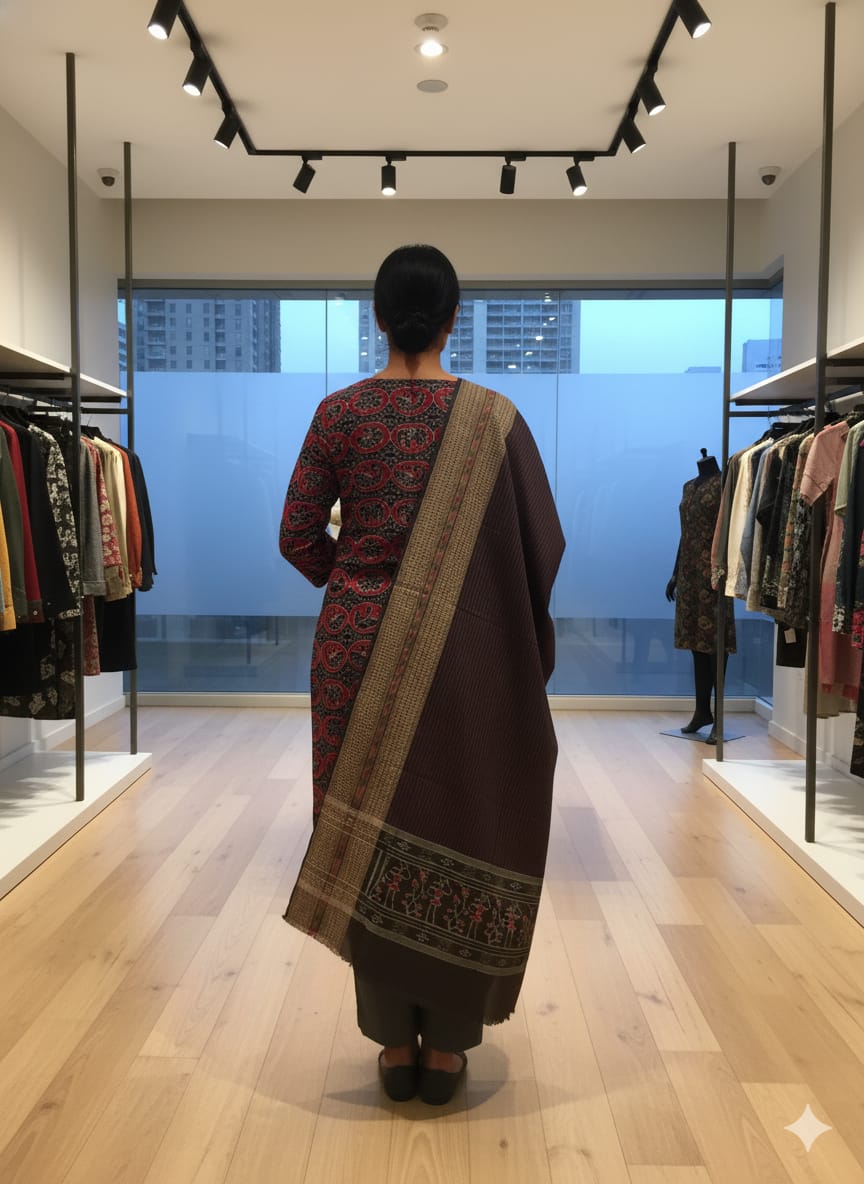 Black Maroon Animal Design Dress Set