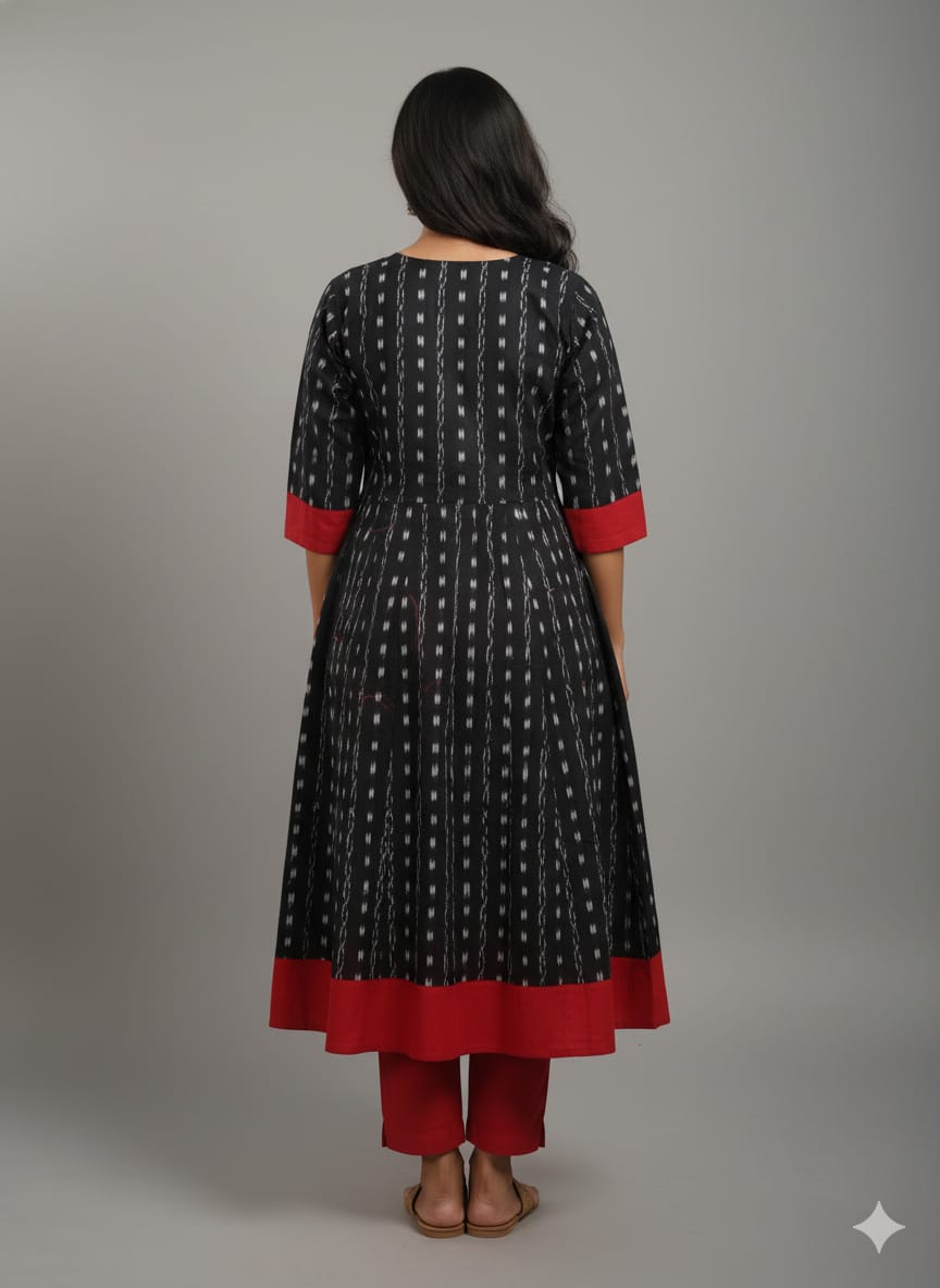 Black Red Cube Style Designer A-Line Anarkali