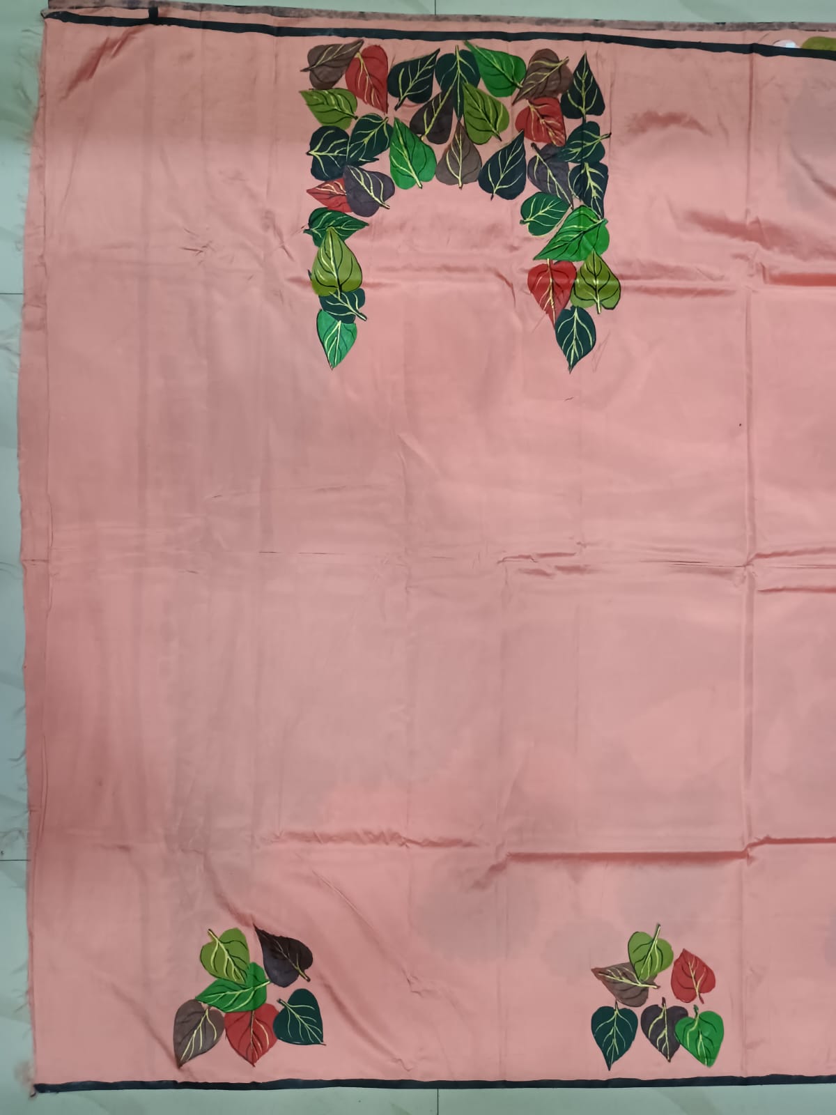 Pink Budha Theme Pattachitra Khadi Silk Saree