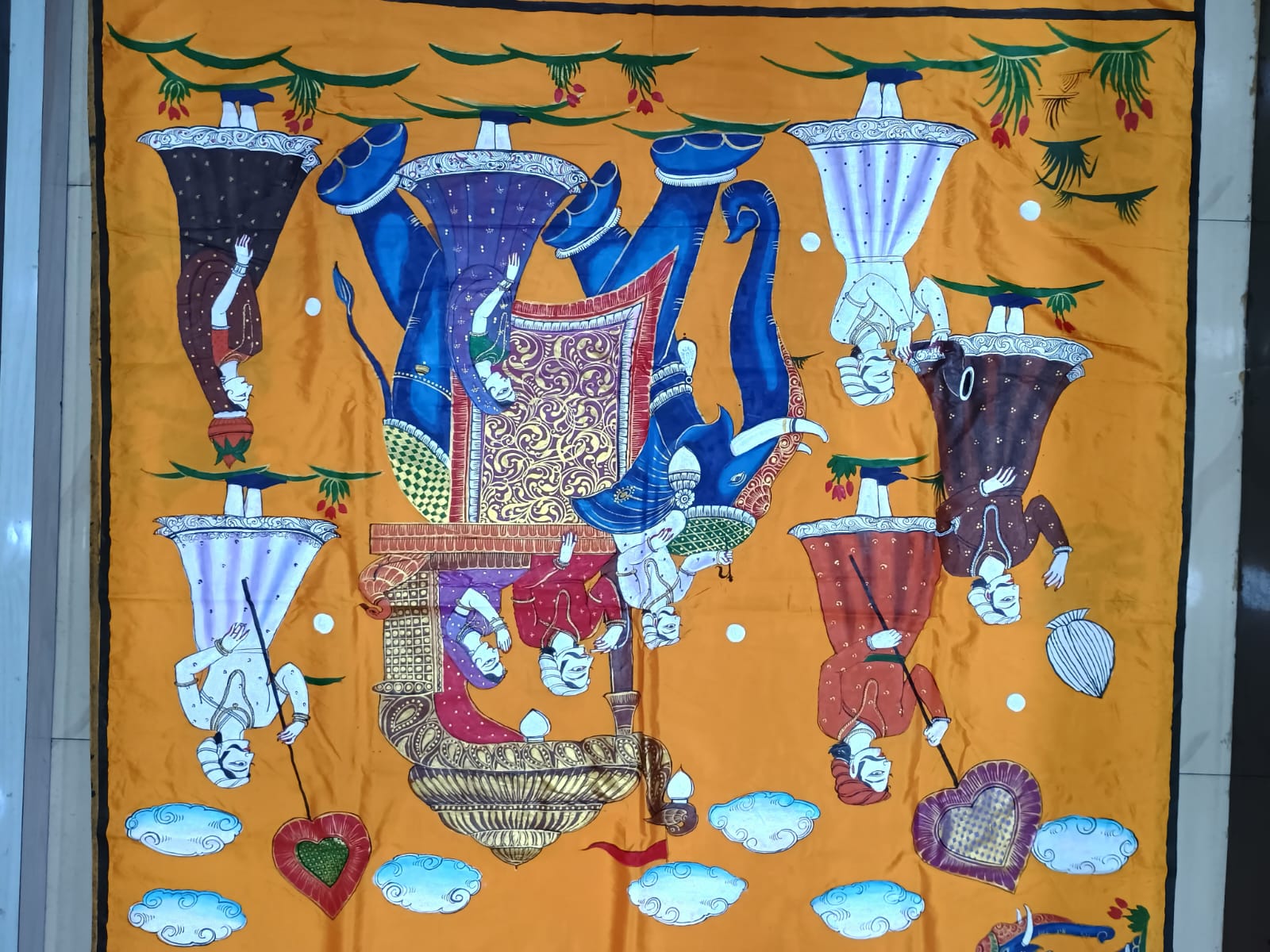 Yellow Ashoka Theme Pattachitra Khadi Silk Saree