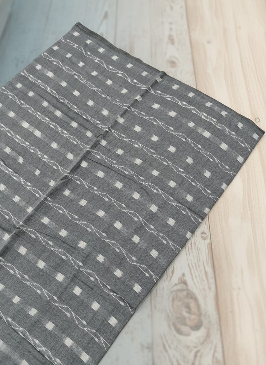 Grey Lata Design Ikat Nuapatna Fabrics