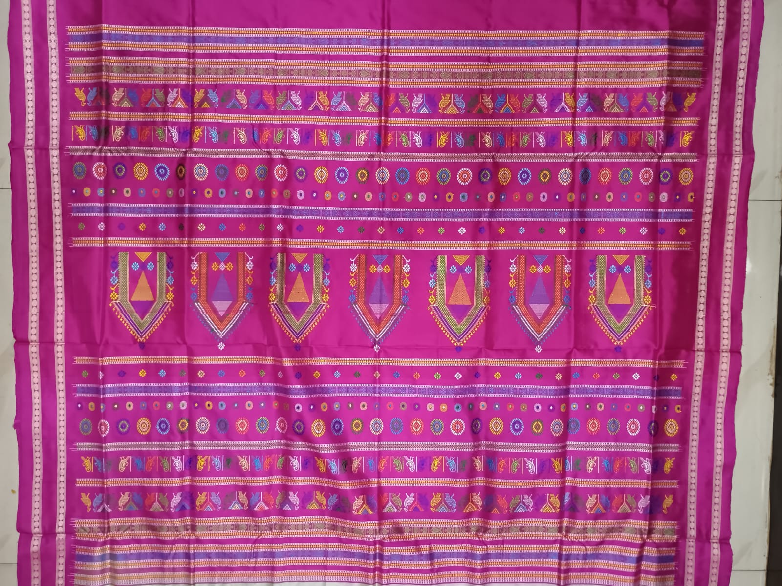Grey Magenta Dolabedi Silk Saree