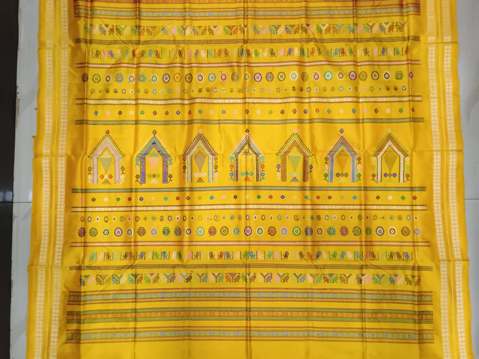 Maroon Yellow Dolabedi Silk Saree