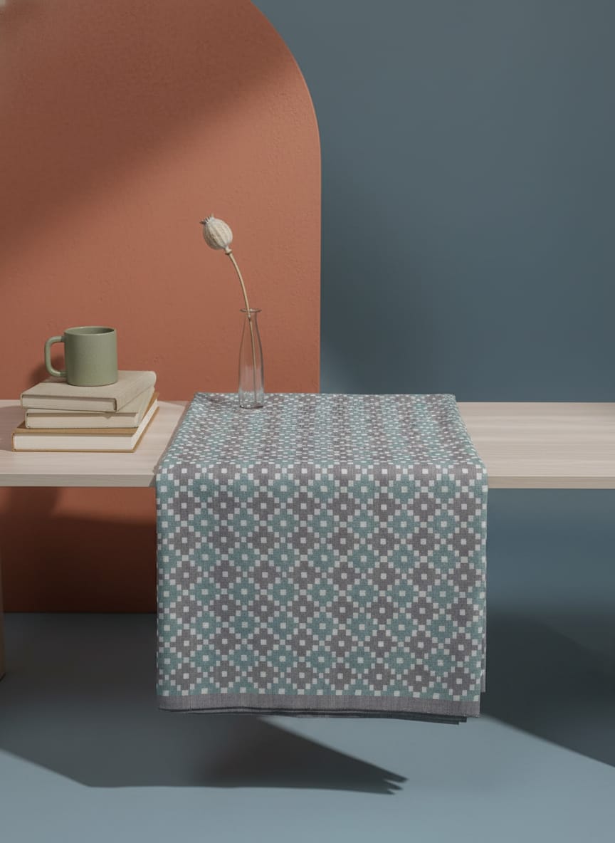 Grey Green Pasapali Design Sambalpuri Fabrics