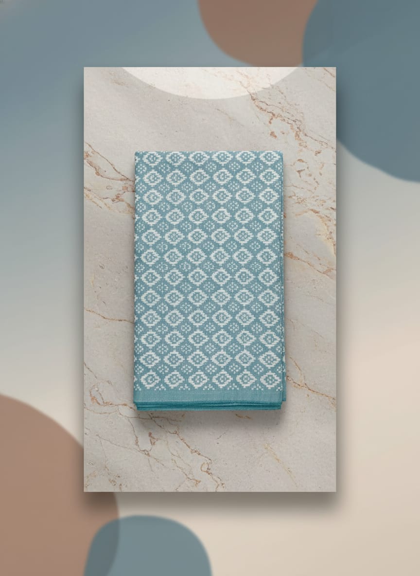 Light Ocean Blue Pasapali Design Sambalpuri Fabrics