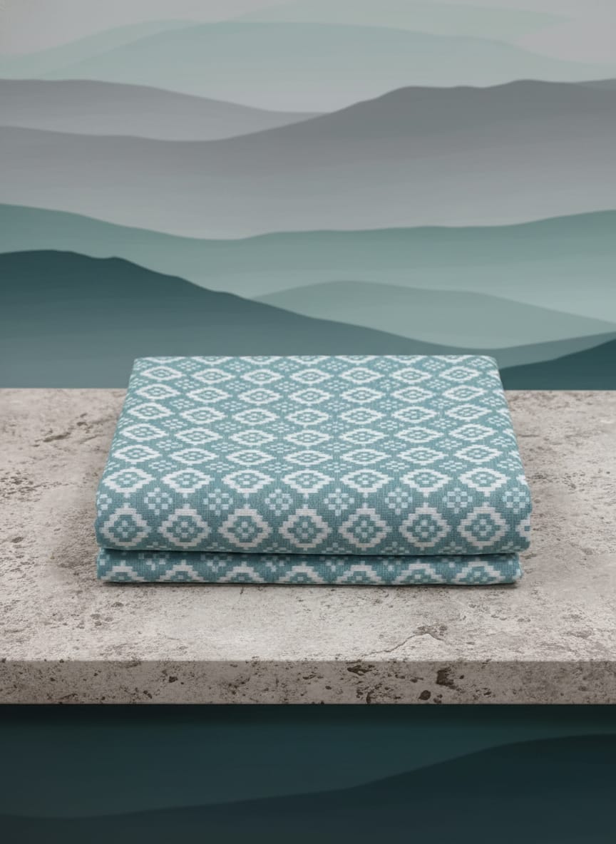 Light Ocean Blue Pasapali Design Sambalpuri Fabrics