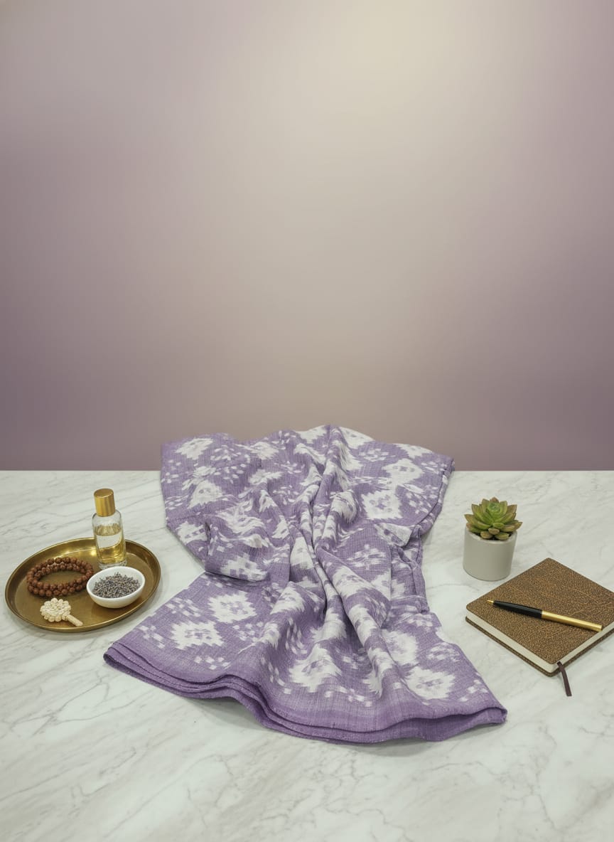 Light Violet White Pasapali Design Sambalpuri Fabrics