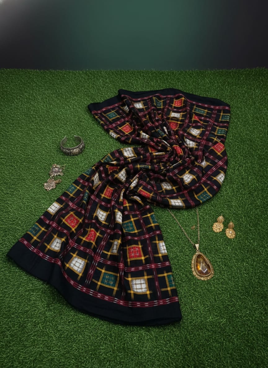 Black Multi Colour Aswini Design Sambalpuri Fabrics