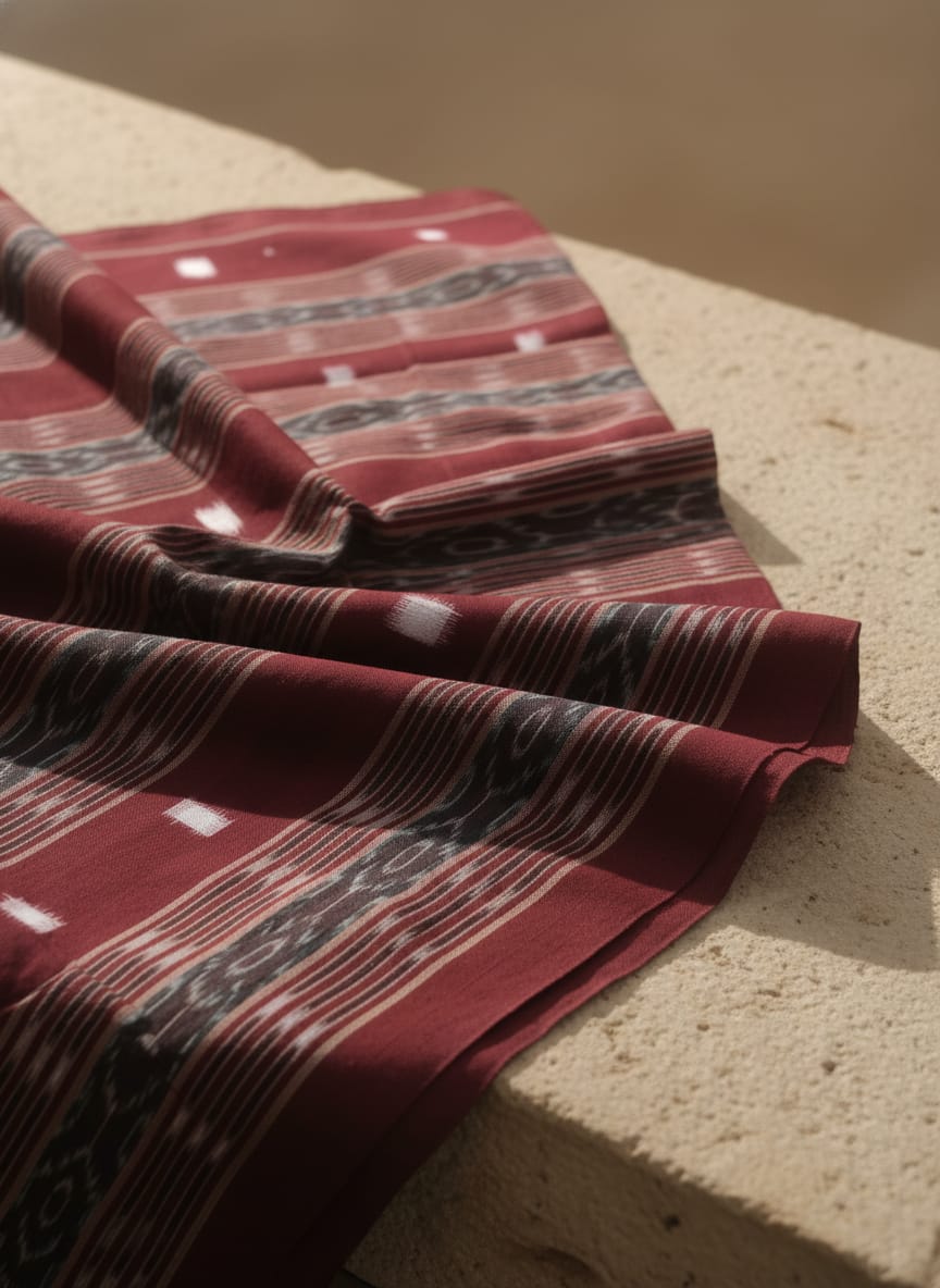 Maroon Tipa Pasapali Design Sambalpuri Fabrics