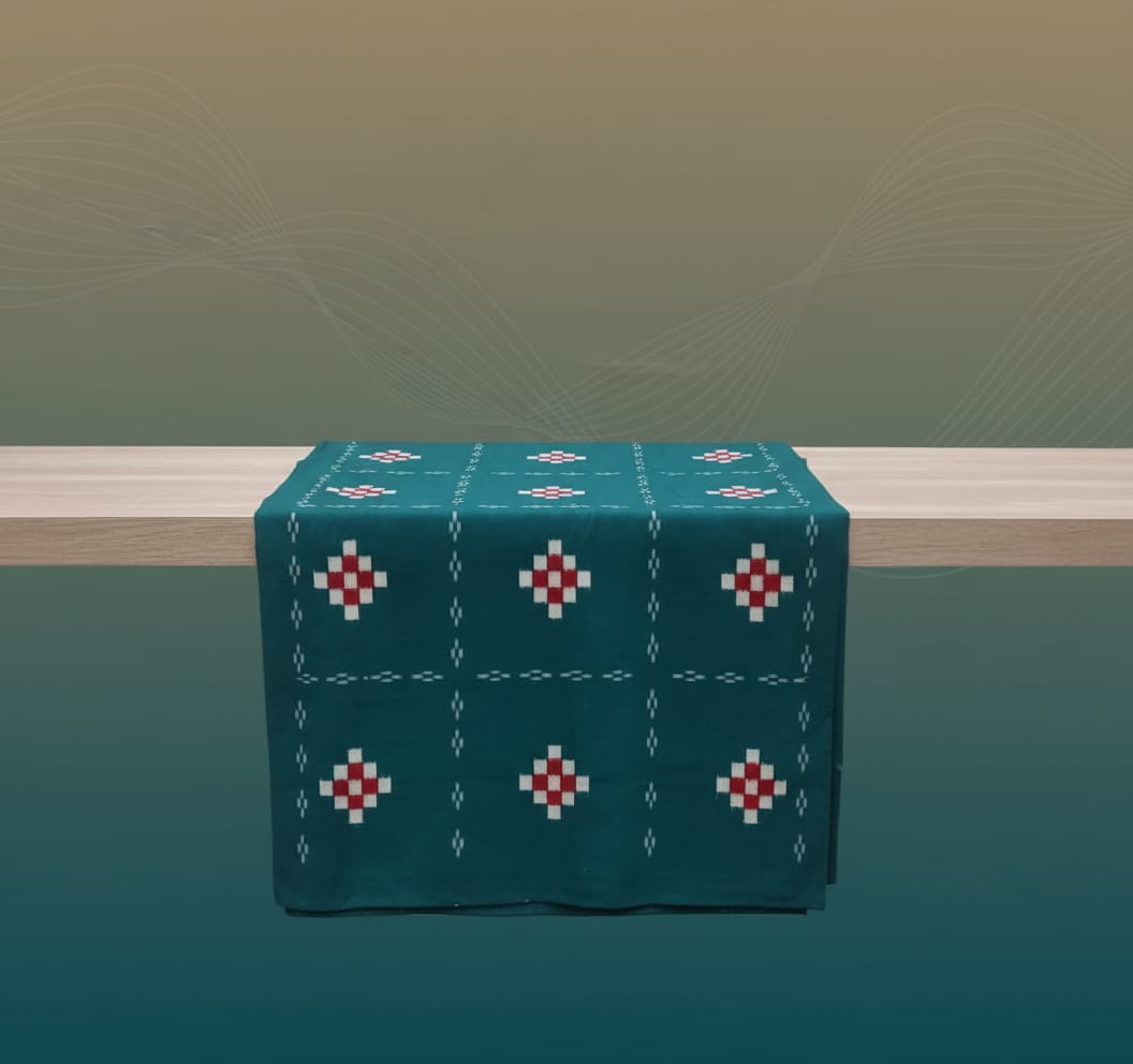 Green Red White Kothi Pasapali Design Sambalpuri Fabrics