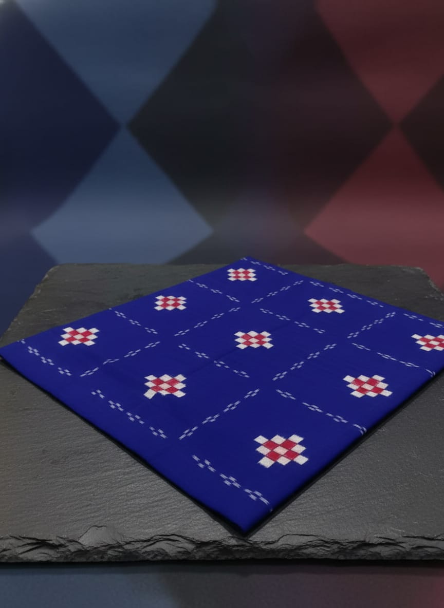 Blue Red White Kothi Pasapali Design Sambalpuri Fabrics