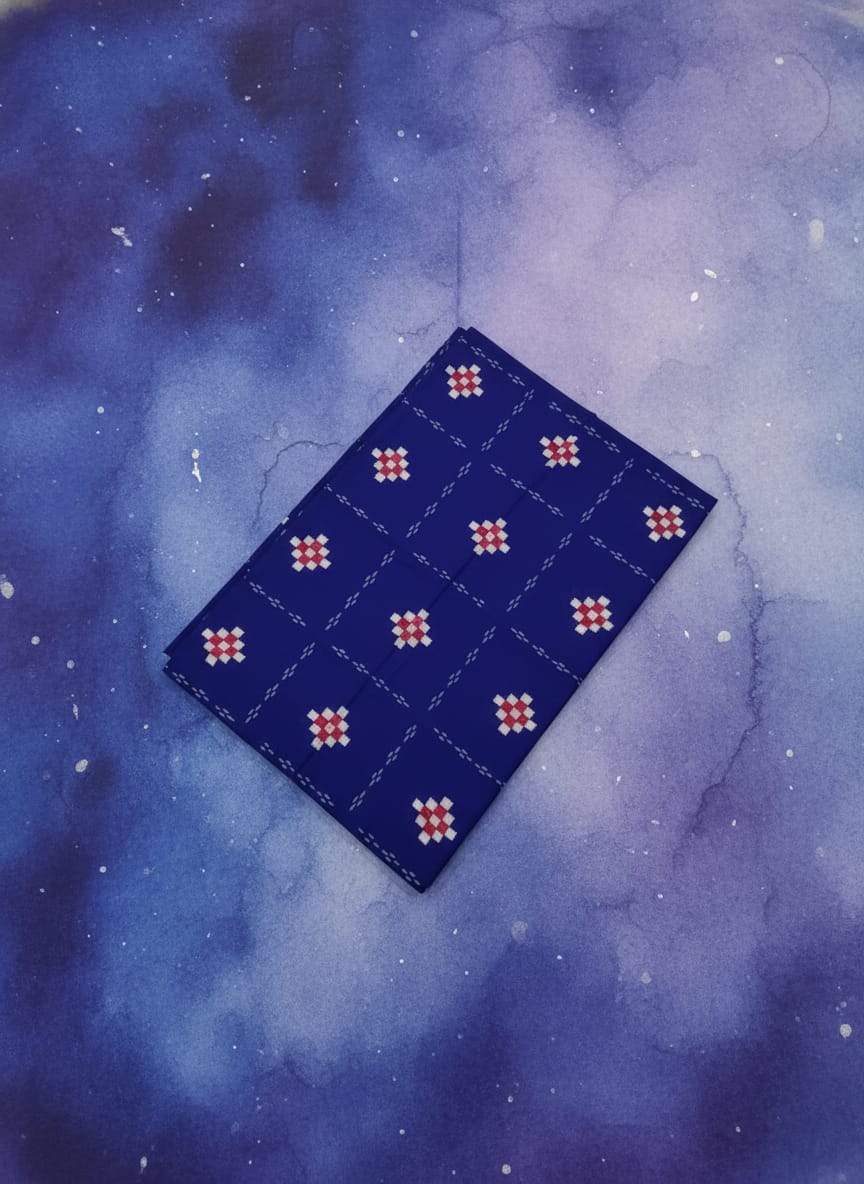 Blue Red White Kothi Pasapali Design Sambalpuri Fabrics