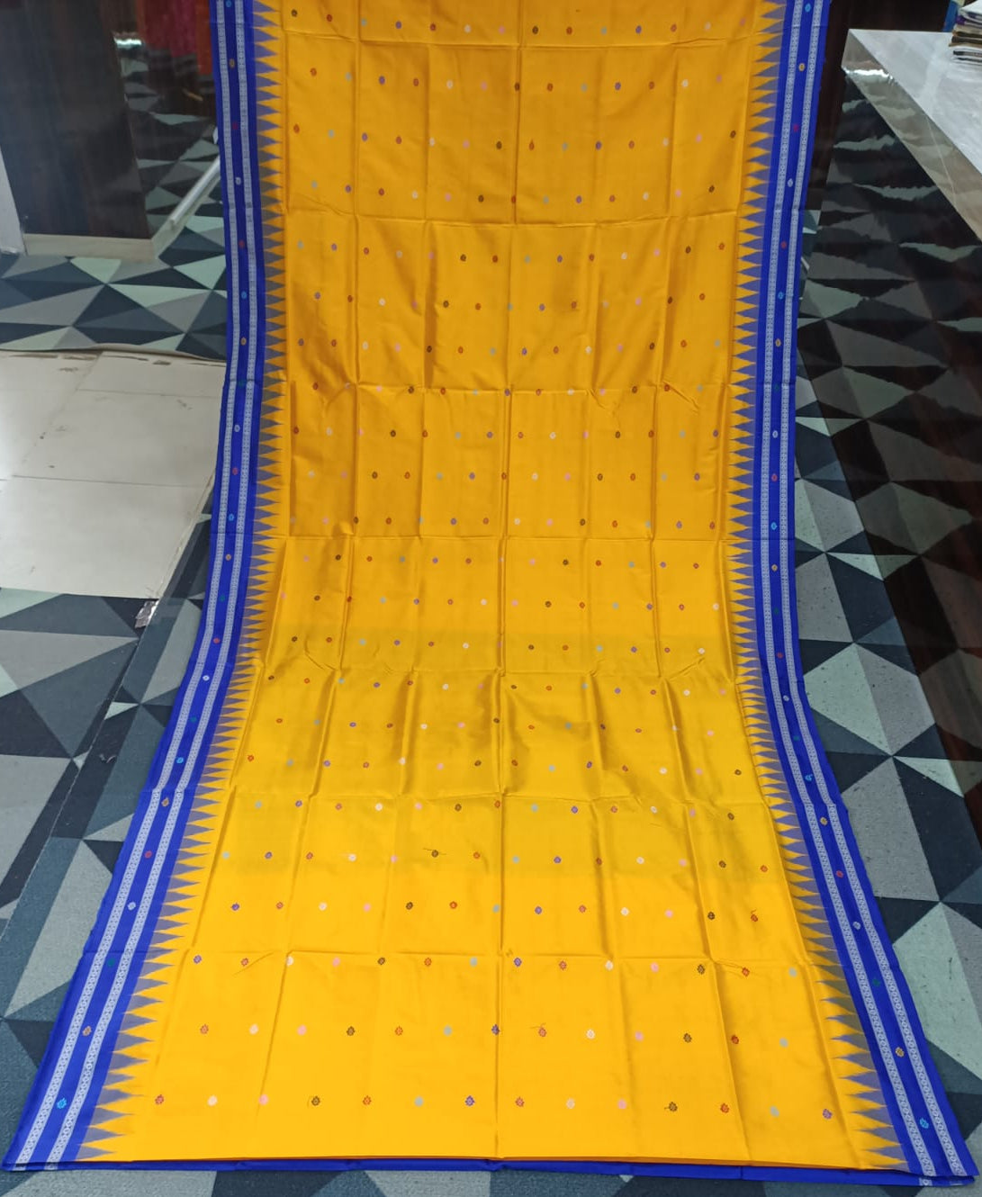 Yellow Blue Dolabedi Silk Saree