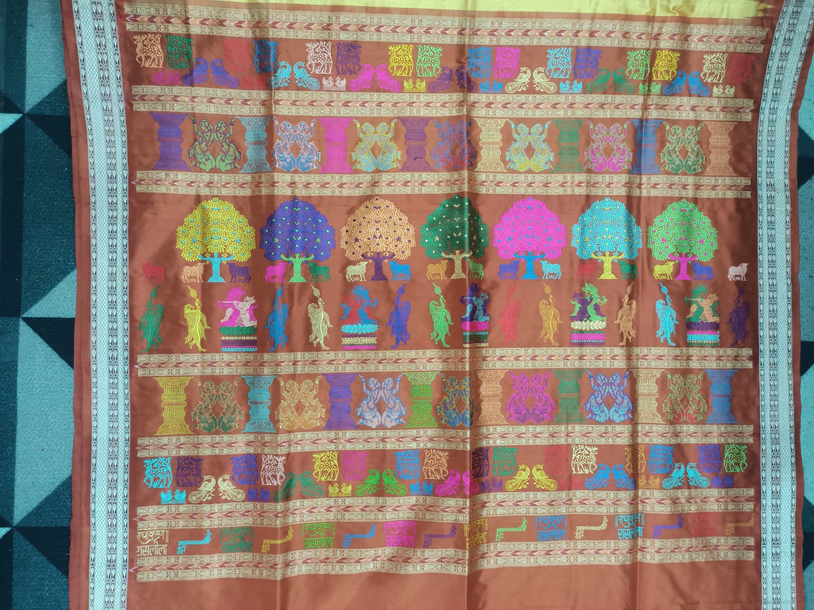 Golden Rust Rasleela Exclusive Sambalpuri Silk Saree