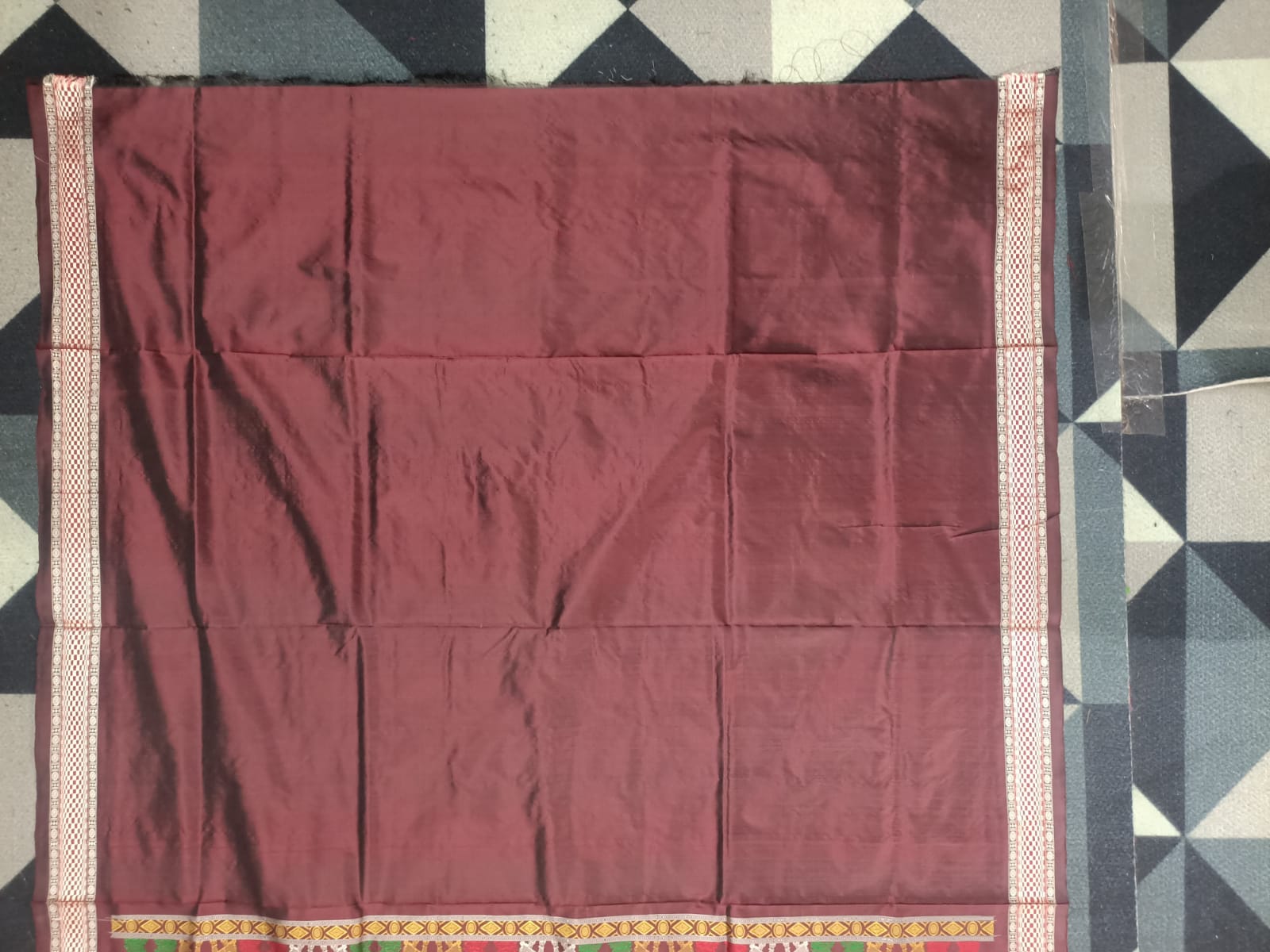 White Coffee Konark Temple Chakra Sambalpuri Exclusive Silk Saree