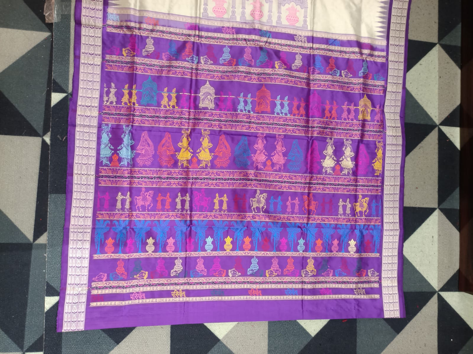 Grey Purple Parinita(Marriage ) Exclusive Sambalpuri Silk Saree