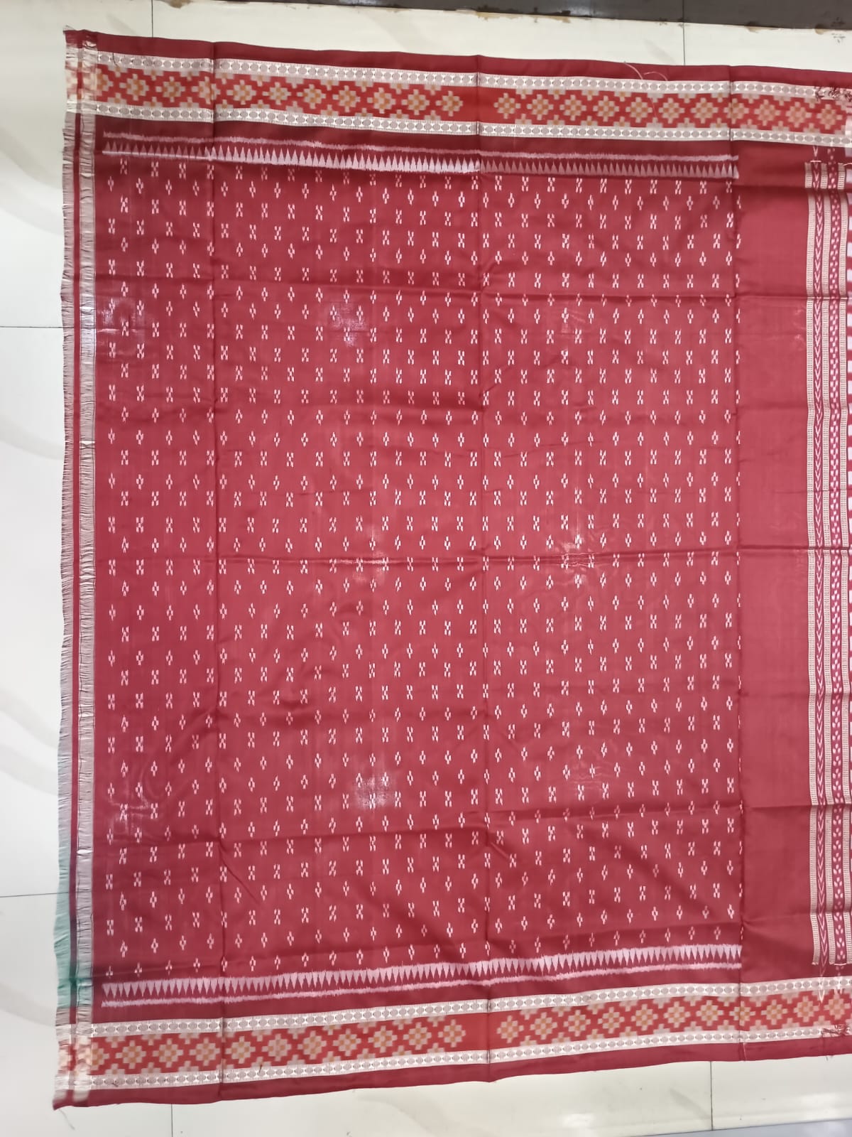 Copper Sulphate Maroon Pasapali Border Tribal & Flower Design Odisha Handloom Sambalpuri Silk Saree