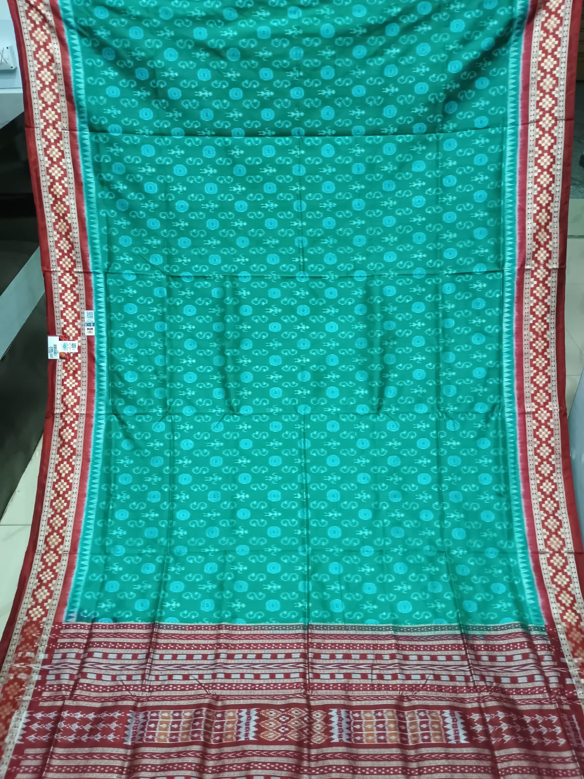 Copper Sulphate Maroon Pasapali Border Tribal & Flower Design Odisha Handloom Sambalpuri Silk Saree