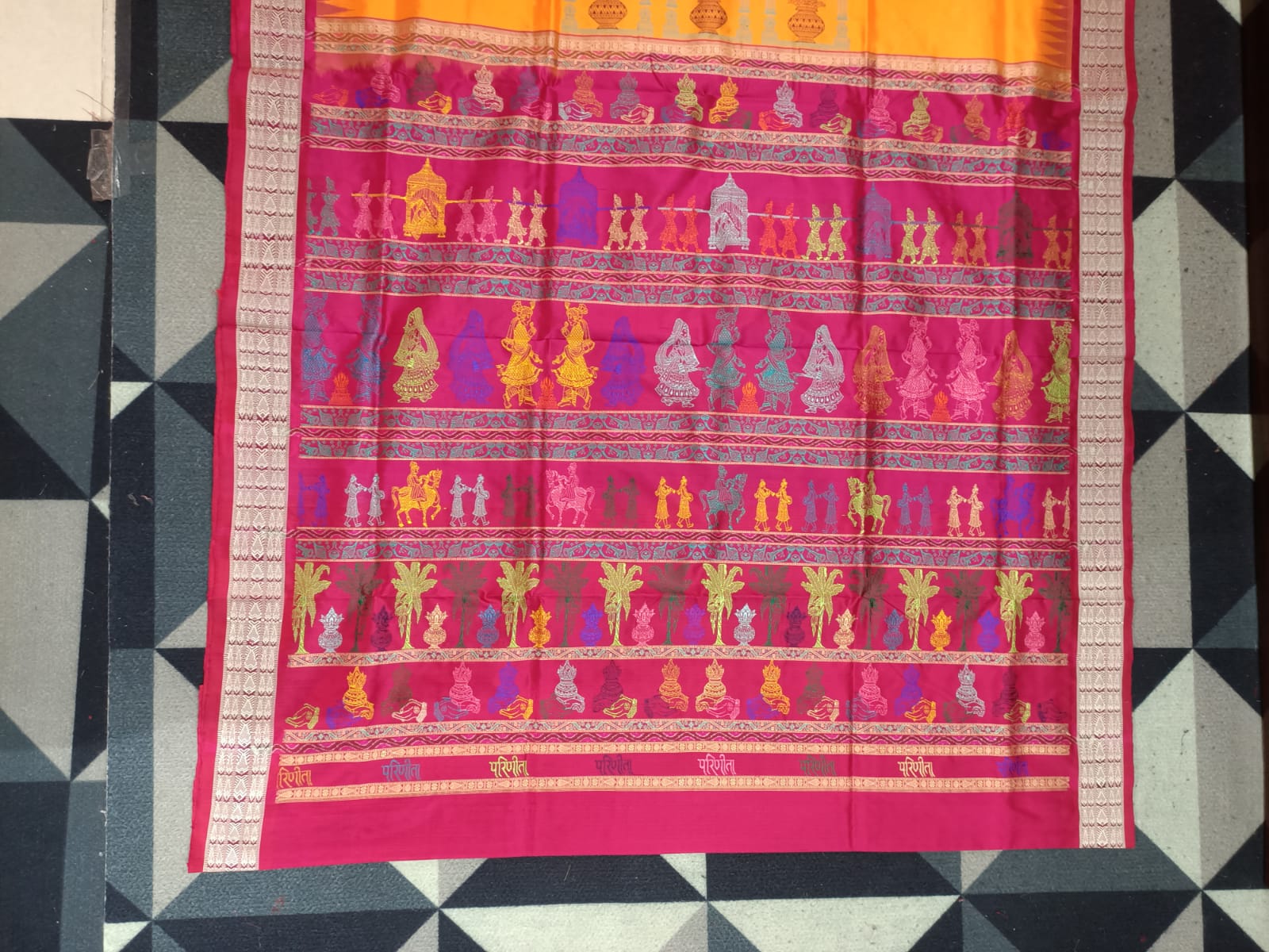 Orange Magenta Parinita(Marriage ) Exclusive Sambalpuri Silk Saree
