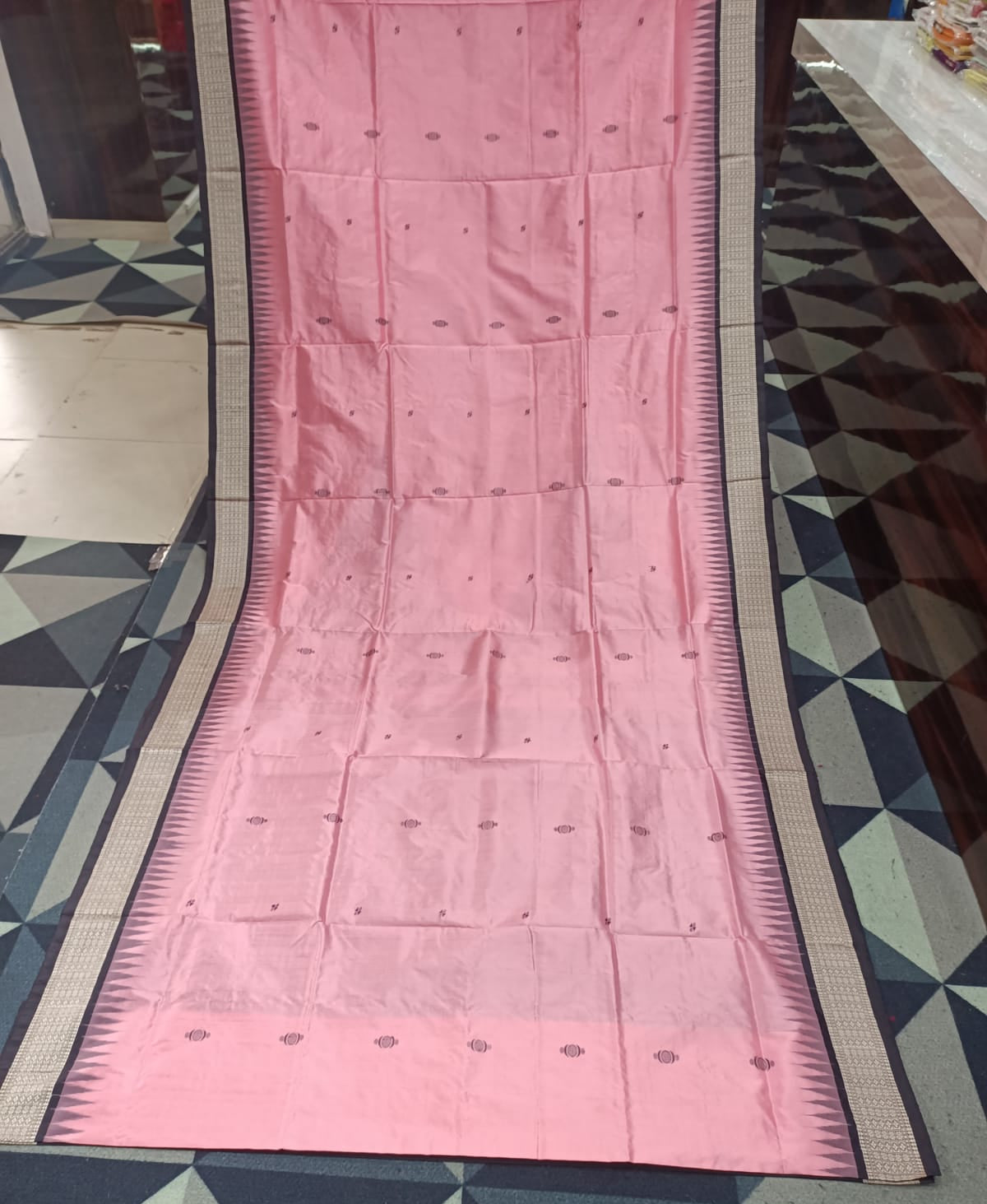 Pink Black Chandrama Exclusive Sambalpuri Silk Saree