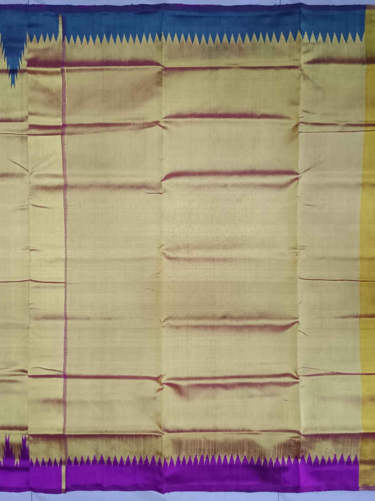 Yellow Magenta Multi Colour Kumbha Double Anchal Berhampuri Silk Saree