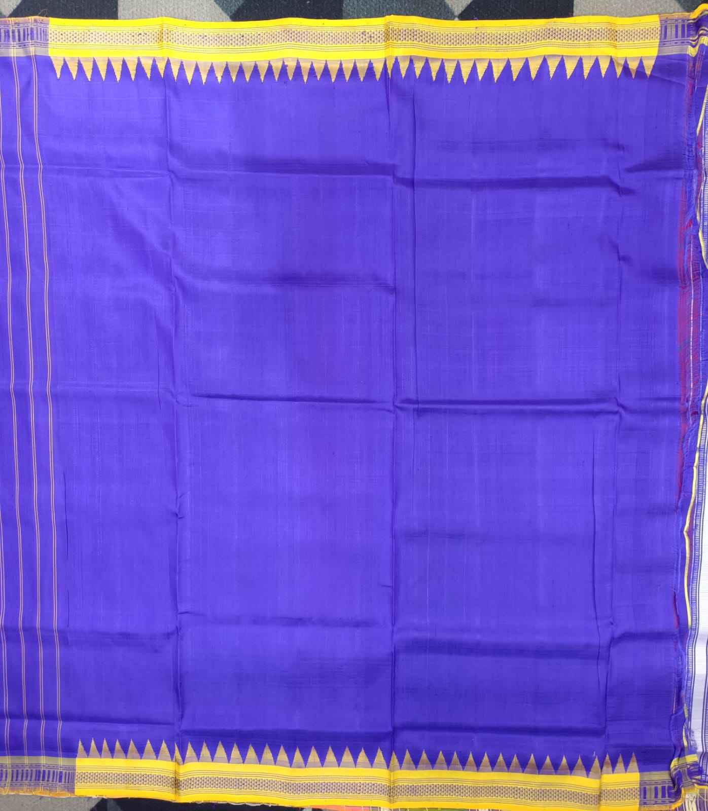 Blue Yellow Multi Colour Double Anchal Berhampuri Silk Saree