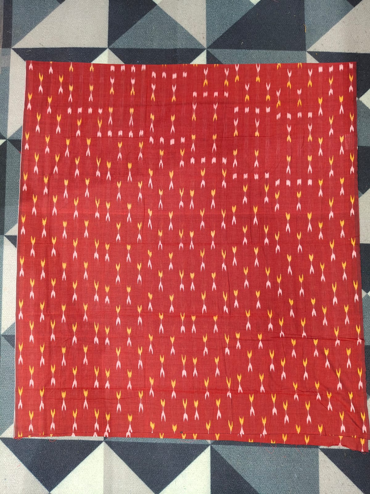 Maroon Baby Pink Handwoven Odisha Ikat Unstitched Dress Material Set (Top 2.5m, Dupatt2.5m, Bottom 2m)