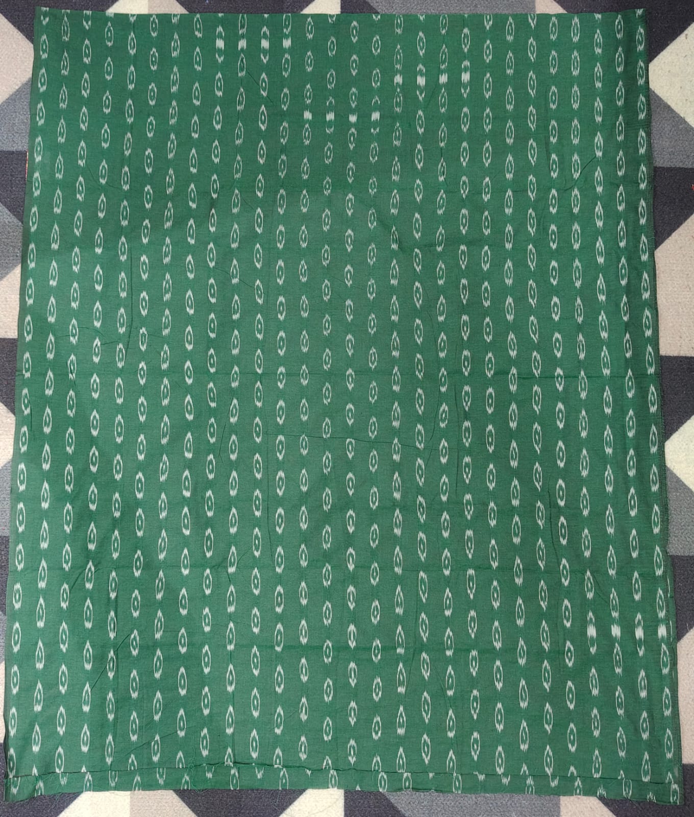Green Greyish-green Handwoven Odisha Ikat Unstitched Dress Material Set (Top 2.5m, Dupatt2.5m, Bottom 2m)