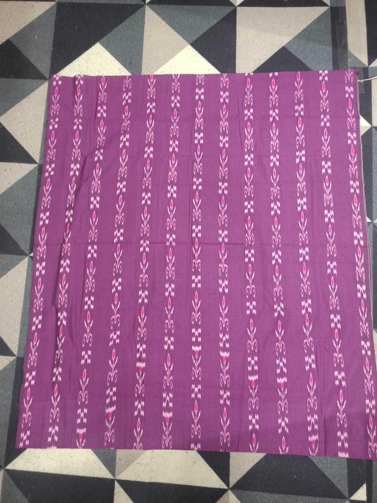 Magenta Light Pink Handwoven Odisha Ikat Unstitched Dress Material Set (Top 2.5m, Dupatt2.5m, Bottom 2m)