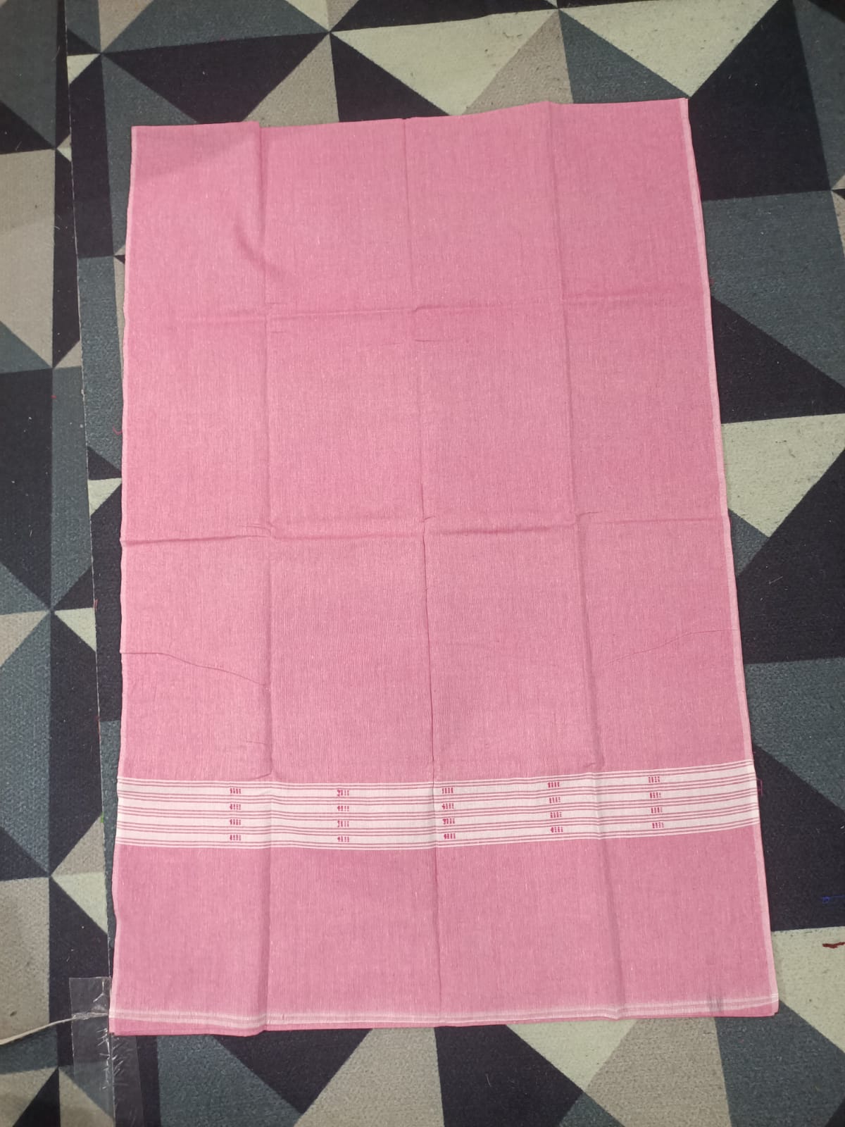 Magenta Light Pink Ikat Disign Handwoven Odisha Ikat Unstitched Dress Material Set (Top 2.5m, Dupatt2.5m, Bottom 2m)