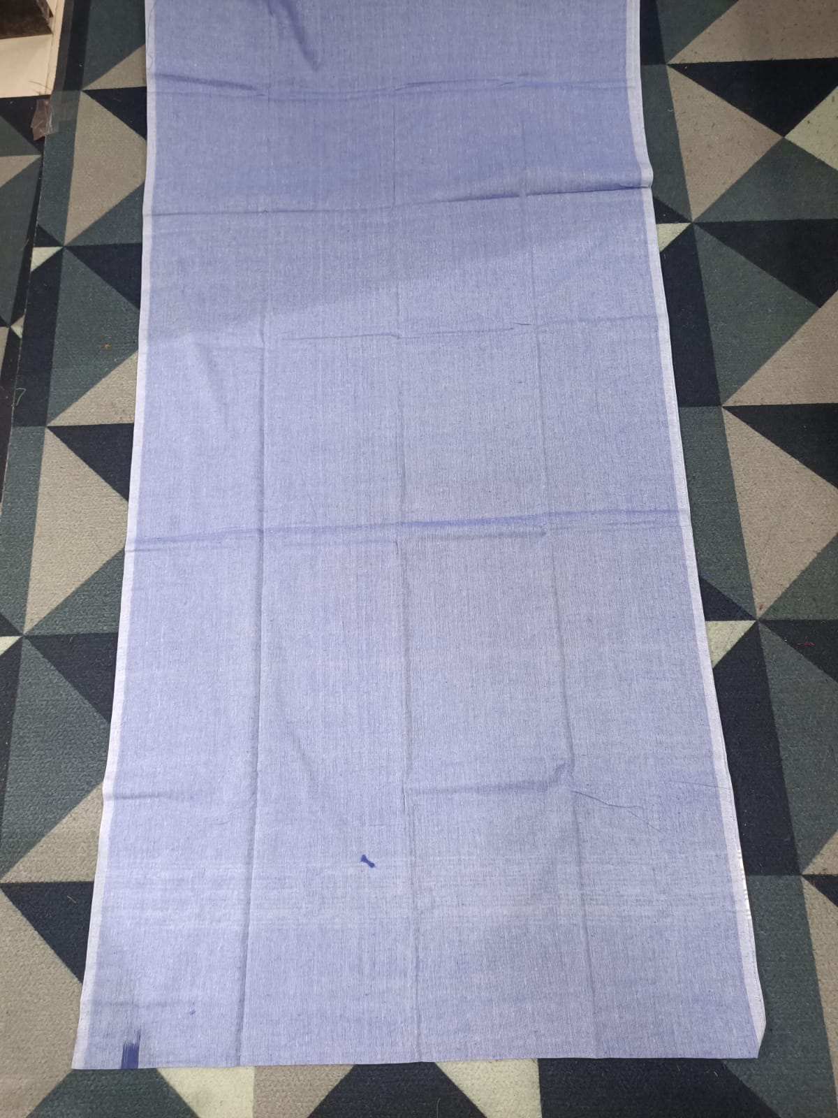 Blue Ink-Blue Ikat Disign Handwoven Odisha Ikat Unstitched Dress Material Set (Top 2.5m, Dupatt2.5m, Bottom 2m)
