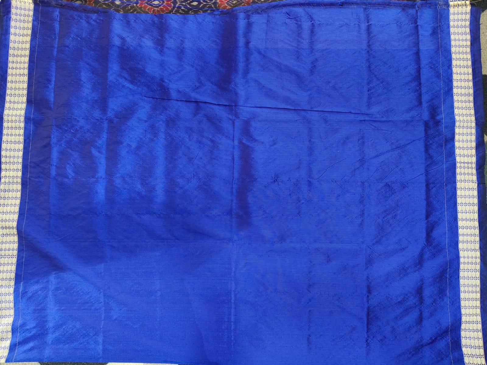Maroon Blue Flower Odisha Handloom Sambalpuri Silk Saree